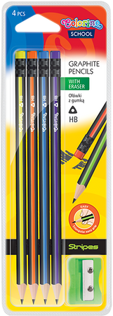 Ołówek trójkątny z gumką z temperówką Colorino na blistrze