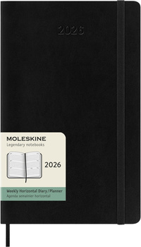 Kalendarz 2026 12m Moleskine L tygodniowy Horyzontalny miękka oprawa  czarny 13x21cm