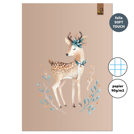 Zeszyt A4 32 kartki w kratkę 90g Jeleń beż