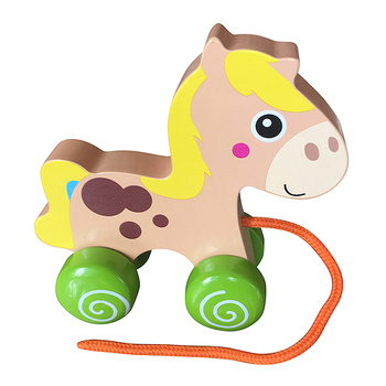 Drewniany Konik do ciągnięcia SPW84982  AN01