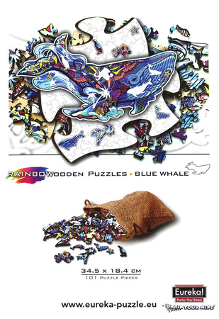 Puzzle 101 drewniane kolorowe Płetwal błękitny