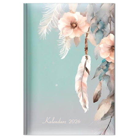 Kalendarz 2026 tygodniowy A5 Piórko boho SK1