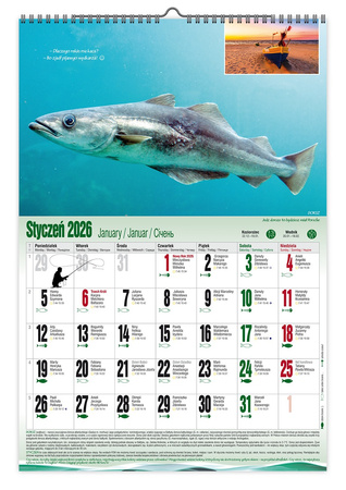 Kalendarz 2026 ścienny Wędkarski A3 V6