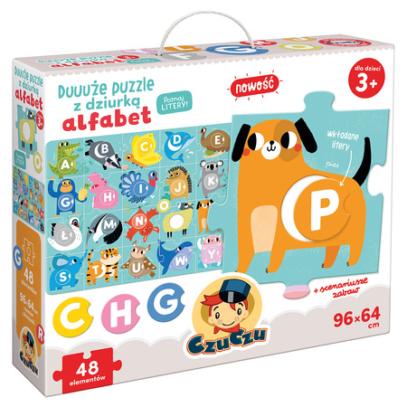 Puzzle 48 Duuuże z dziurką Alfabet CzuCzu