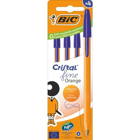 Długopis BIC Orange Fine Cristal niebieski 4szt.