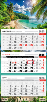 Kalendarz 2026 trójdzielny Tropik KT1 V99