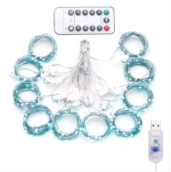 Lampki Kurtyna usb 300 LED biały zimny + pilot