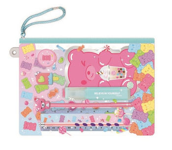 Notatnik w saszetce z akcesoriami Miś