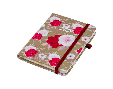 Kalendarz 2026 Flamenco A6 tygodniowy biało czerwone kwiaty