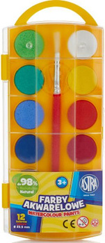 Farby akwarelowe Astra 12 kolorów fi 23,5 mm