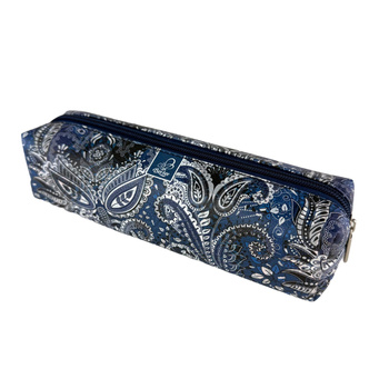 Piórnik szkolny młodzieżowy prostokąt kostka Ornament Blue