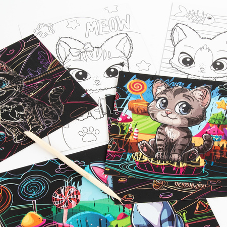 Wydrapywanka z kolorowanką 2w1 Kidea Kotki