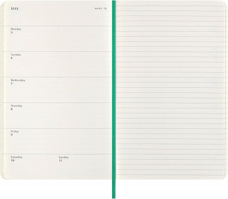 Kalendarz 2025 12M Moleskine L tygodniowy skóra węża zielony 13x21