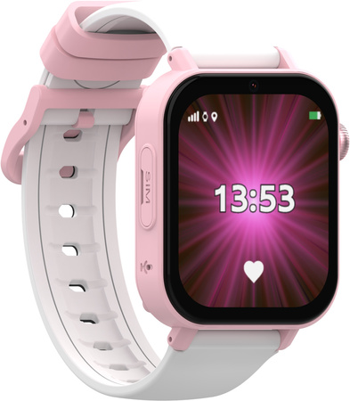 Smartwatch dla dziecka z funkcją lokalizacji GPS i trzema paskami KiDiZ Plus różowy