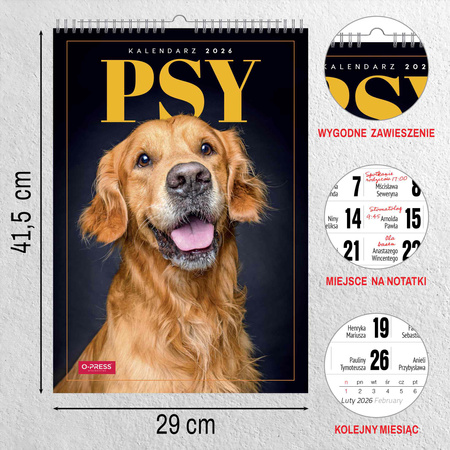 Kalendarz 2026 Psy A3 ścienny