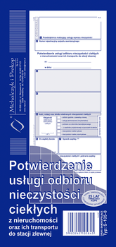 Potwierdzenie usługi odbioru nieczystości ciekłych oraz ich transportu do stacji zlewnej