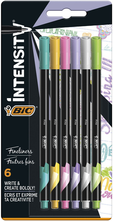 Cienkopisy Intensity Fine BIC mix Pastel blister 6 kolorów