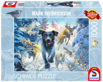 Puzzle 1000 PQ Mark Fredrickson Labrador na śniegu 113358