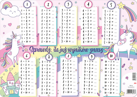 Podkładka na biurko B3 tabliczka mnożenia Unicorn Tęcza