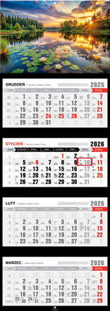 Kalendarz 2026 czterodzielny premium z wypukłą główką Mazury KT4 V32