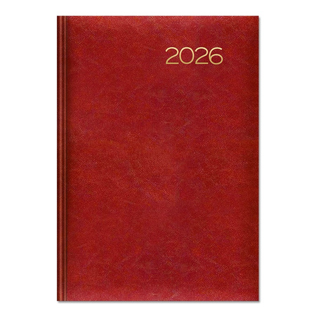 Kalendarz 2026 książkowy A5 dzienny czerwony SK2