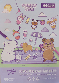 Blok kolorowanka Małego Artysty Kapibara, Yummy Yum, 120g/m2, A4, 8 ark, Happy Color
