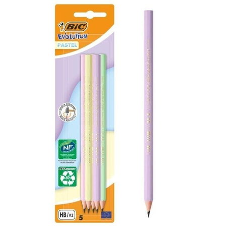 Ołówek BIC Evolution Pastel bez gumki 5 sztuk blister