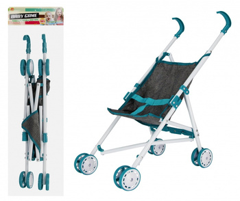 Wózek parasolka dla lalek metalowy szary