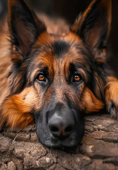 Diamentowa Mozaika Pies owczarek leżący na korze NO-2003088