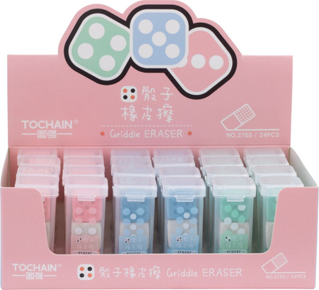 Display Gumka do ołówka kostki do gry 3szt. w etui 24 szt.