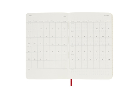 Kalendarz 2025 12M Moleskine P tygodniowy Scarlet Red 9x14