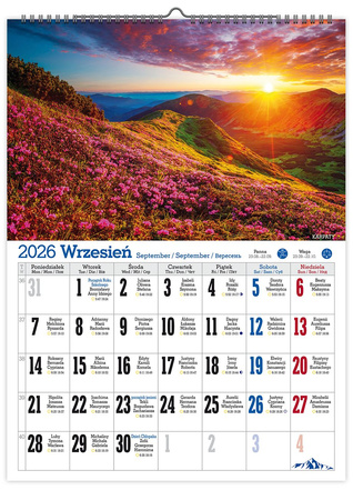 Kalendarz 2026 Górskie krajobrazy ścienny KS A4 V4