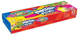Farby plakatowe neon Colorino Kids 12 kolorów 20 ml