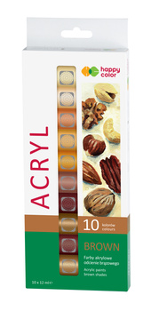 Farba akrylowa zestaw 12 ml x 10 kolorów odcienie brązowego Happy Color