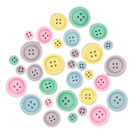 Guziki drewniane pastelowe mix 30 szt.