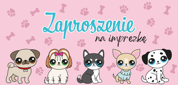 Zaproszenie Pieski komplet 5 sztuk