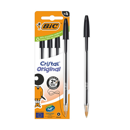 Długopis Cristal Original BIC czarny pouch 4 szt.