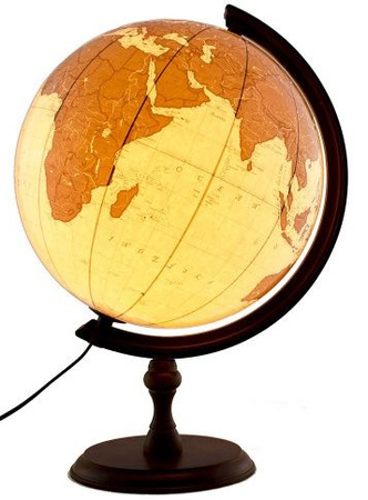 Globus 320 antyczny podświetlany drewniana stopka
