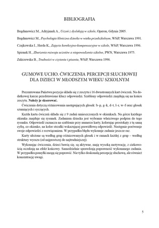 Gumowe ucho ćwiczenia percepcji słuchowej dla dzieci w młodszym wieku szkolnym