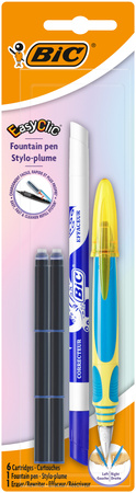 Pióro wieczne + Wkłady+ Wymazywacz niebieski BIC Easy Clic Standard FP blister 1+6+1szt mix