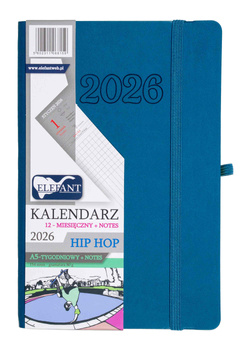 Kalendarz 2026 12 m-cy. Hip hop A5 tygodniowy atramentowy