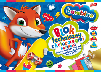 Paczka Blok techniczny A3 10K kolorowe kartki + zł/sr Bambino 10 sztuk