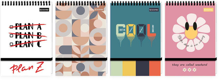 Kołonotes A6 UV 96k.kratka zamykany na gumkę 1szt.mix