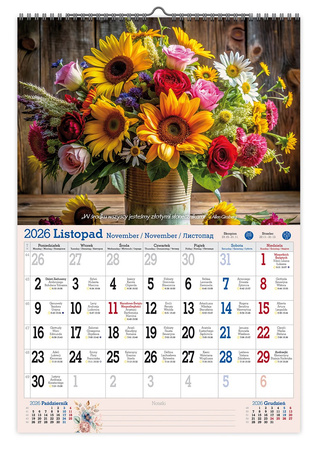 Kalendarz 2026 ścienny Kwiaty dla ciebie A3 V3