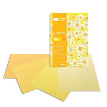 Blok Happy Color Deco Yellow A4 5 kolorów 20 arkuszy 170g, tonacja żółta