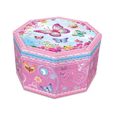 Szkatułka z pozytywką ośmiokątna Motylki