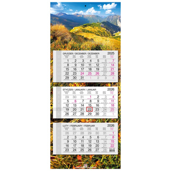 Kalendarz 2026 trójdzielny główka płaska Tatry
