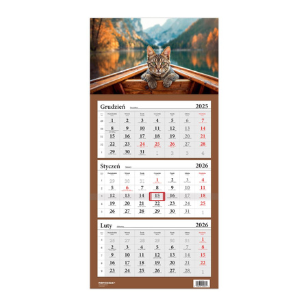 Kalendarz 2026 Trójdzielny LUX Kot w łódce