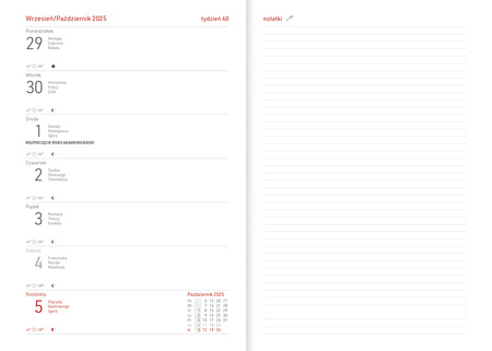 Kalendarz akademicki 2025/2026 A5T Vivella SELEDYN