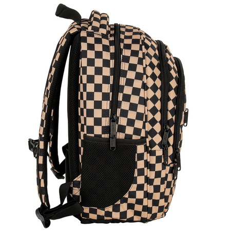 Plecak 3-komorowy Backup PLB7O24 kratka brązowa